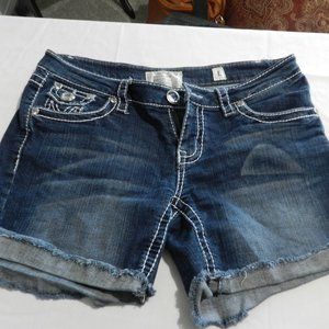 Culture Premium Jeans denim shorts, rhinestone embellished, fly front, 5-pocket